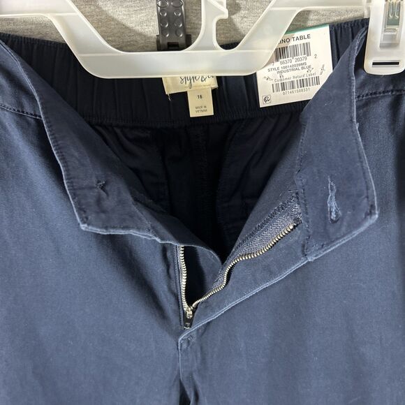 Style & Co Chino Table Straight Mid-Rise Elastic Waist Size 16 Blue - Picture 5 of 16